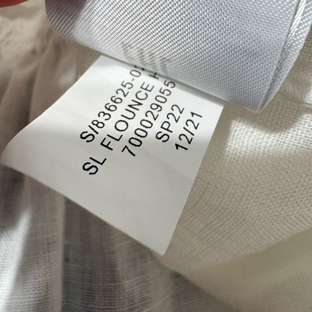 Banana Republic White Linen Flounce-Hem Mini/Midi Dress. Mandarin Collar,Pockets - Picture 15 of 15